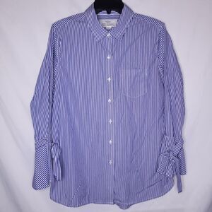 Trovata Birds Of Paradise Top Medium Striped Blue, White Tie Sleeve